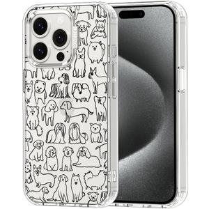 MOSNOVO Case for iPhone 15 Pro, [Buffertech 6.6ft Military-Grade Drop Protection] [Anti Peel Off Tech] Clear TPU Bumper Phone Case Cover Design - Doodle Dog