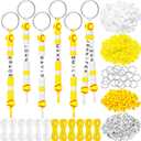 Landical 564 Pcs DIY Bead Keychain Kit Key Chain Making Craft Adjustable Letter Beads String Mama Sport Gift Alphabet Jewelry Backpack Accessories Holiday Party Favor(Softball,Yellow White)