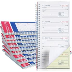 Crtiin Books Money and Rent Receipt Book 2 Part Carbonless Receipt Log Book with Carbonless Copies, Spiral Bound, 200 Sets Per Book, 4 Receipts Per Page, 5.25 x 11 Inch(10 Pcs)