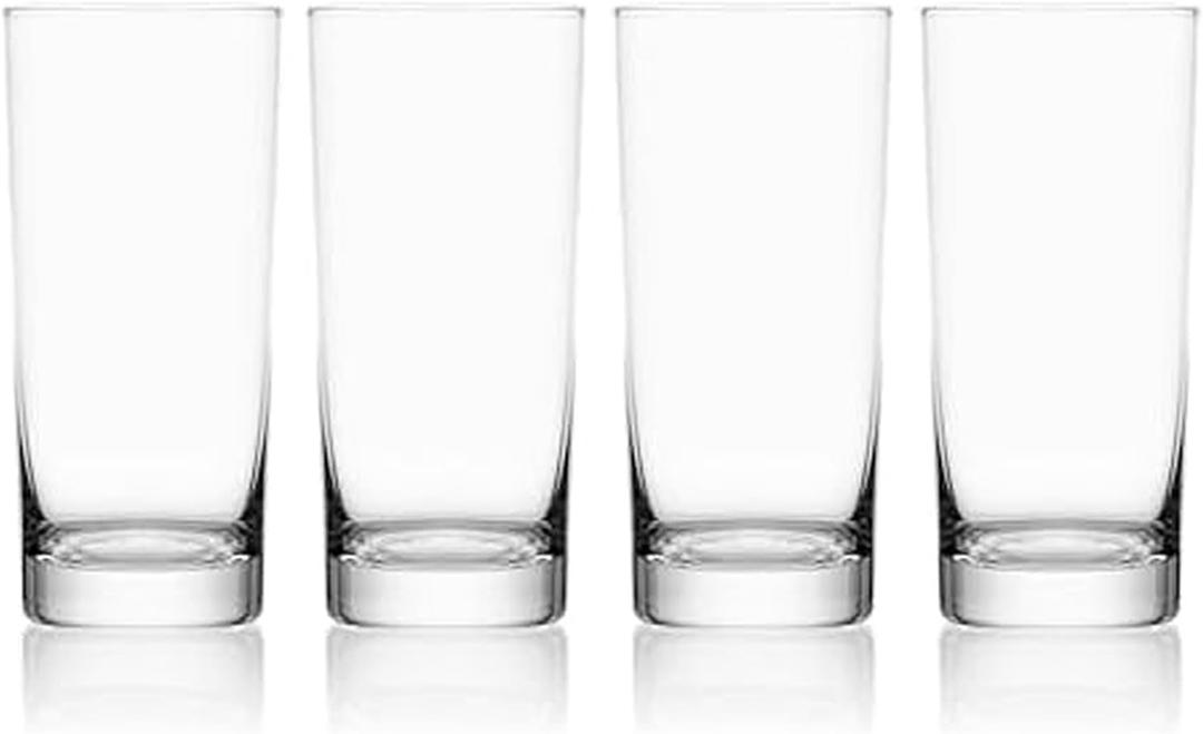 Mikasa Lana Tall Beverage Highball Glass Cups, Set of 4, 16 Ounce, Clear