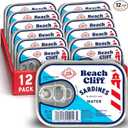 2 x Beach Cliff in Water, 3.75 oz Can (Pack of 12) - Wild Caught Sardines - 12g Protein per Serving - Gluten Free, Keto Friendly, BBD: 04/2029