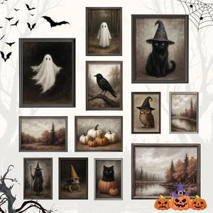 Decor Vintage Halloween Wall Art Prints - Ghost Pictures Wall Decor For Bedroom, Witchy Posters For Room Aesthetic, Dark Gothic Art Black Cat Painting, Fall Halloween Decorations Indoor (UNFRAMED) Decor Vintage Halloween Wall Art Prints - Ghost Pictures Wall Decor For Bedroom, Witchy Posters For Room Aesthetic, Dark Gothic Art Black Cat Painting, Fall Halloween Decorations Indoor (UNFRAMED)