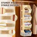 Fabric Hanging Closet Organizer Heavy Duty Shelf Hanging Storage Towel Clothes Sweater Jeans Bag Organizer For Closet For Bedroom,Dorm,RV,See Through Front Panel, Space-Saving (Beige-4Tier)