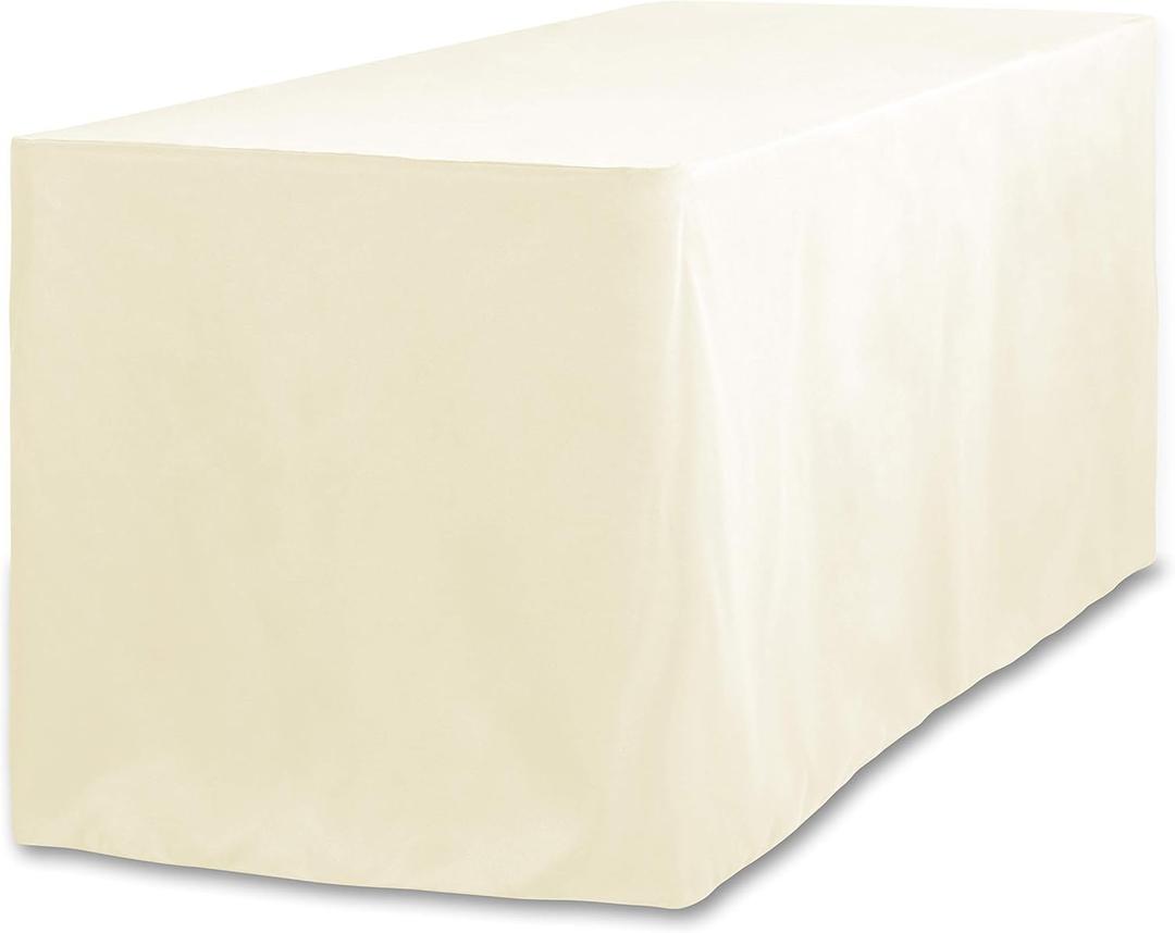 LinenTablecloth 6 ft. Fitted Polyester Tablecloth Ivory