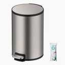 ANCALL Small Trash Can with Lid, 12L / 3.1 Gallon Bathroom Garbage Can with Foot Pedal, Stainless Steel Round Wastebasket for Bathroom, Bedroom, Office