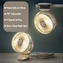 Desk Fan Clip On with Lights USB Rechargeable 2400mAh 5 Level Speed Air Flow Portable Personal Mini Fan 6inch Camping Home Travel Indoor Outdoor (White)