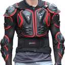 OHMOTOR Motorcycle Body Protective Jacket Armor Men, Motocross Riding Protective Gear,ATV Dirt Bike Chest Spine Protector (Large-X-Large, Red)