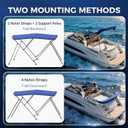 Bimini Tops for Boats - 900D Polyester Canopy with 1" Stainless Aluminum Frame, Storage Boot and 4 Nylon Straps, Bimini Top for Jon Boats, Pontoon Boats, Bowriders (Blue, 3 Bow 6'L x 46"H x 67"-72"W)
