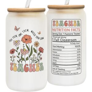 MENANA Teacher Appreciation Gifts - Teacher Gifts for Women - Thank You Gift Ideas for Teachers Women Daycare Preschool - Teachers Appreciation Week, Birthday, Back To School Gift - 16 Oz Can Glass