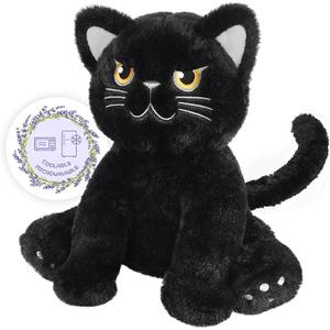 Microwavable Grumpy Black Cat Stuffed Animals Lavender Scent, Heated Stuffed Animals Heating Pads for Cramps & Pain, Black Cat Plush for Bedtime Cuddle Warming Stuffed Cat Stress Relief Gift