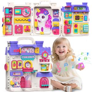 ELFJOY Montessori Toys for 1 Year Old Girl Gifts, Busy Board for 1 2 Year Old - 56+ Activities Bilingual Early Educational Learning Toddler Baby Girl Toys, First Birthday Gifts for 1 2 Year Old Girls