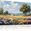 MEICEN88 Landscape Wall Decor Large Wall Art Nature Pictures Rustic Farmhouse Decor Canvas Print Wildflower Painting Wall Art for Office Living Room Bedroom Hallway Aesthetics Home Decor 24"X48"