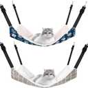 2 Pieces Reversible Cat Hanging Hammock Soft Breathable Pet Cage Hammock with Adjustable Straps and Metal Hooks Double Sided Hanging Bed for Small Dogs Rabbits(Cat and Plaid,L)