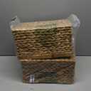 StorageWorks Wicker Basket, Baskets for Organizing, Storage Basket with Built-in Handles, Water Hyacinth Shelves (Medium 2-Pack, Natural Hyacinth) (13"D x 8"W x 7"H)