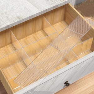 Onerbuy 8pcs Adjustable Grid Drawer Dividers DIY Plastic Closet Separator Tidy Organizer Container 32.5 * 7cm/ 12.8 * 2.8inch for Underwear Socks Belt Office Supplies(Transparent White)