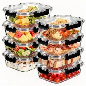 Belgol 8-Piece 36oz Glass Meal Prep Container Set Clear Glass Food Storage Containers Set, Airtight Food Storage Containers for Coffee, Sugar, Flour, Spices, BPA-Free