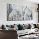 Abstract Wall Art For Living Room Canvas Art Wall Decor Blue Eclectic Decor Modern Canvas Wall Prints Abstract Wall Decor Suitable For Bedroom Apartment Office Dining Room Can Be Hung 24" X 48" (Silver)