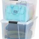 IRIS USA 2-Pack Storage Bins with Lids, 72 Quart, Made in USA Stackable See-Through Organizing Solution Latches Durable Nestable Containers Secure Pull Handle, BPA-Free Plastic