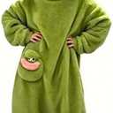 Big Mouth Monster Onesie for Adults, Funny Green Plush Fleece Pajamas — Halloween Cosplay Costume, Cozy Loungewear (Green, Extra Large)