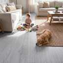 2 Rolls 23.6''x10FT Vinyl Flooring Roll 38.75 sq.ft: Peel and Stick Floor Tiles Self-Adhesive Durable Waterproof Wood Grain Large Plank for Living Room, Bedroom, Bathroom(Paleish Grey‌, 23.6''x10FT)