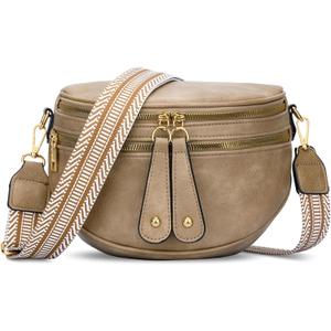 KKXIU Crossbody Sling Bag for Women Trendy Fanny Pack Vegan Leather Chest Bag | Trendy (Apricot)
