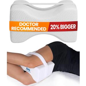 Everlasting Comfort Memory Foam Knee Pillow for Side Sleepers  Sciatica Pain Relief Pillow, Removable Strap Support  Leg Pillows for Sleeping Alignment, Knees, Back & Hip Cushion (Large, White)
