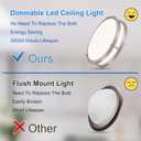 DLLT 2Pack Flush Mount LED Ceiling Light: 10 Inch 5CCT (3000K-6000K) & Dimmable Ceiling Light Fixtures for Bedroom - 18W Modern Brushed Nickel 1600LM Super Bright Kitchen Lighting Fixtures Ceiling
