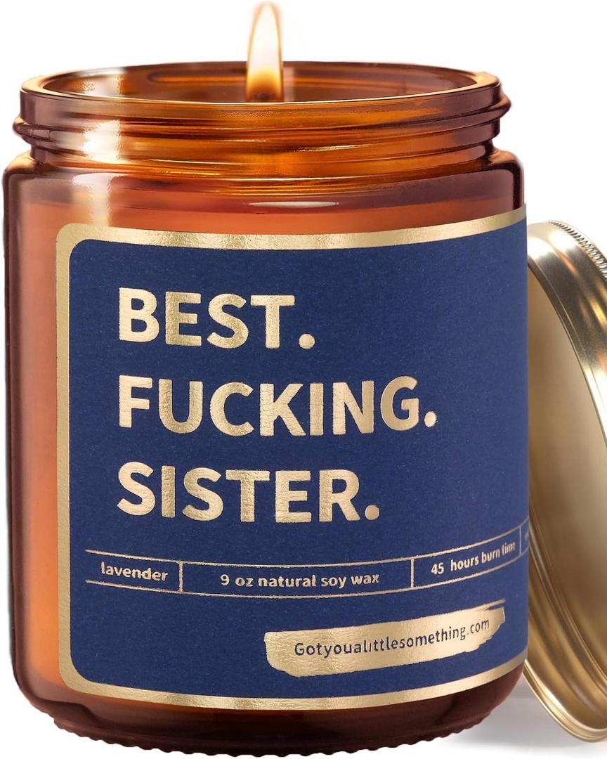 Best Sister Birthday Gifts from Sisters or Brothers - Funny Birthday Candle for Women - Unique Present Idea for Her from Brother for Big Sis for Christmas, Mother's Day - Lavender Vanilla Candle, 9oz
