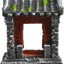 Saim Aquarium Decorations Classical Ancient Temple Ruins Ornament Chinese Old Building Decorations for Betta Fish Tank Fish to Sleep Rest Hide Play (Medium) Gray