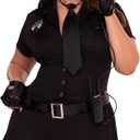 Leg Avenue Women's 6 Pc Dirty Cop Costume With Dress, Hat, Gloves, Belt, Tie, Toy Walkie Talkie (Black)