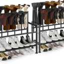 DIMJ Free Standing Shoe Racks - 3-Tier Boot Rack, Black Metal Boot Storage Organizer Tall Boots Organizer for Closet, Shoe Rack for Boots, Sneakers,Fit for 12 Pairs Boots, 2-Pack, Black