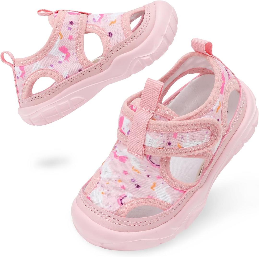 BARERUN Kids Water Shoes Boys Girls Barefoot Aqua Socks for Swim Surf Pool Beach Sport Lightweight Breathable Sandal Athletic Slip-On Sneaker for Toddler Outdoor Indoor (Horse)