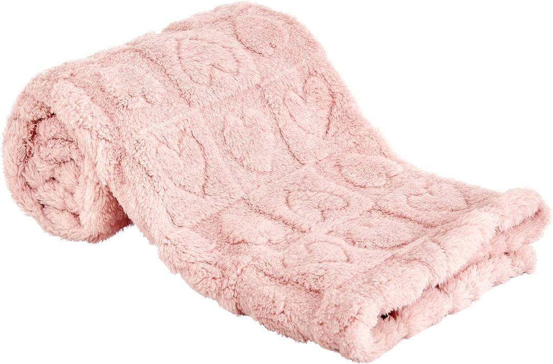 Yurhap Fleece Baby Blanket Heart Checkered Blanket, Ultra Soft Cozy Baby Blankets for Girls Boys, Fluffy Infant Toddler Newborn Receiving Blankets for Crib Stroller 3040 (Light Pink) (30"x40", 01 Light Pink)