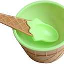 BCDlily Ice Cream Bowls Dessert Bowl and Spoon Set, Plastic Dessert Cups Creme Brulee Dishes for Ice Cream, Snack, Souffle,Sundae Frozen Yogurt (17 Pieces, Green)