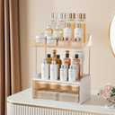 Delamu Bathroom Organizers and Storage, 2 Tier 2 Drawer Makeup Organizer Countertop, Easy to Install, Ideal for Bathroom Counter, Vanity, Ideal for Women Girls, Amber (2Drawers 1 Pack)