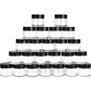 2 oz Glass Jars with Lids, Hoa Kinh 24 Pack Air Tight Leak Proof Small Clear Transparent Cosmetic Glass Jars - White Inner Seal Lid for Handmade Lotions, Creams, Body Butter, Candle, Crafts Storage