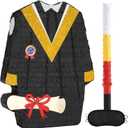 WERNNSAI Graduation Piata - Graduation Gown Piata with Blindfold and Bat Graduation Party Game Decorations for College School Elementary Kindergarten Party Games Supplies (12.5" x 16.5" x 3")