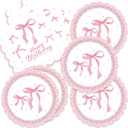 40pcs Pink Bow Party Supplies Coquette Birthday Decorations Pink Bow Birthday Plates and Napkins for Girl Bow Theme Party Baby Shower Bridal Bachelorette Party,Suitable for 20 Guests