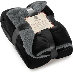 Genteele Sherpa Throw Blanket Super Soft Reversible Ultra Luxurious Plush Blanket, 50 x 60 inches, Black/Gray
