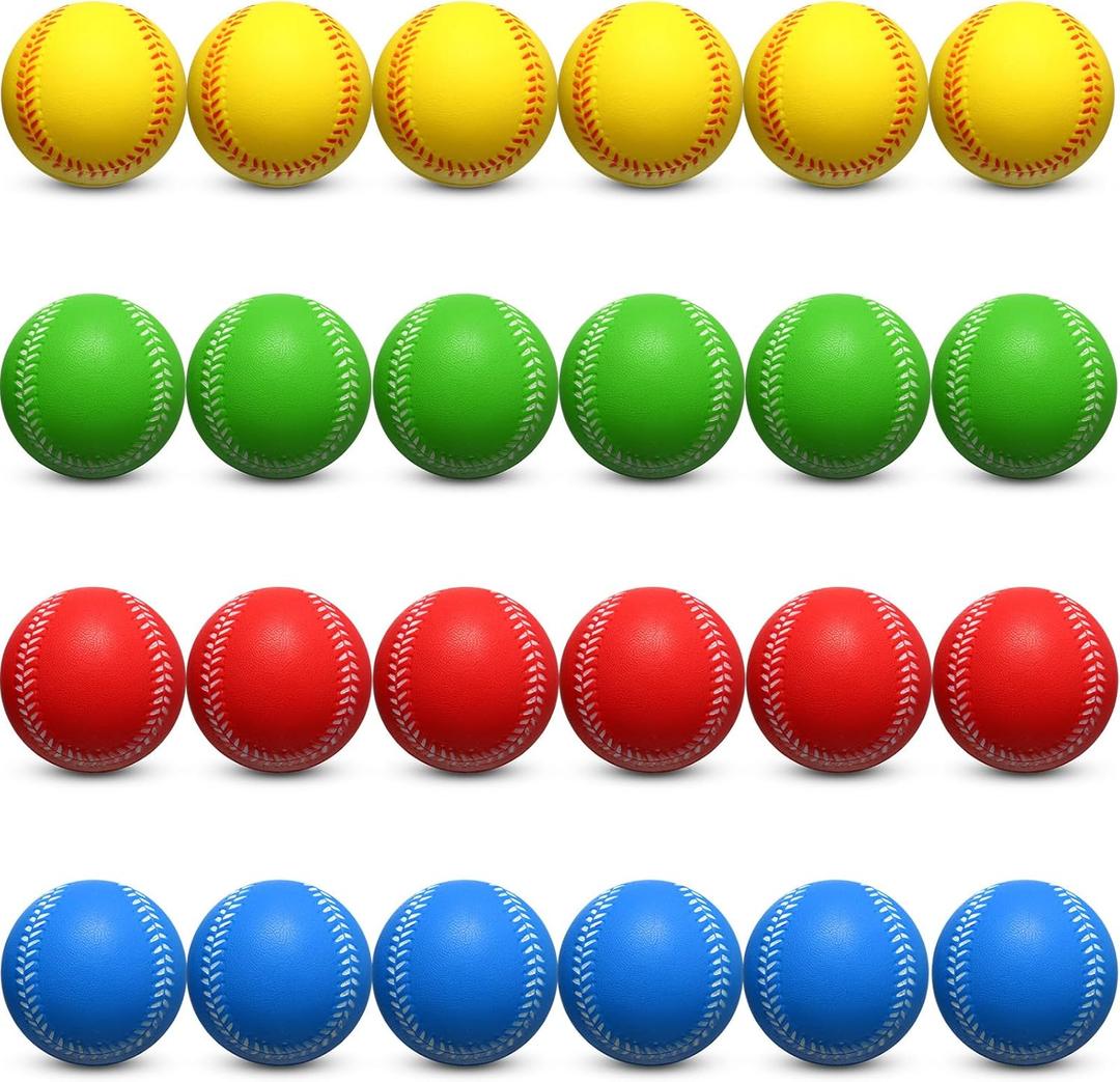 Leyndo 24 Pcs Soft Foam Baseballs for Hitting Practice Training Foam Baseballs for Players Softballs Set for Throwing Catching Batting Pitching Indoor Outdoor