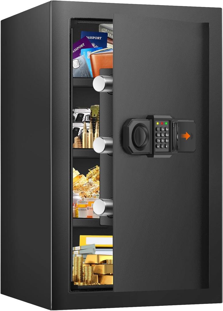 [23.6" Tall] Large Fireproof Safe for Home Use, Digital Home Safes Water and Fireproof with Spare Keys and Alarm System, Anti-Theft Fire Proof Safe for Home Office