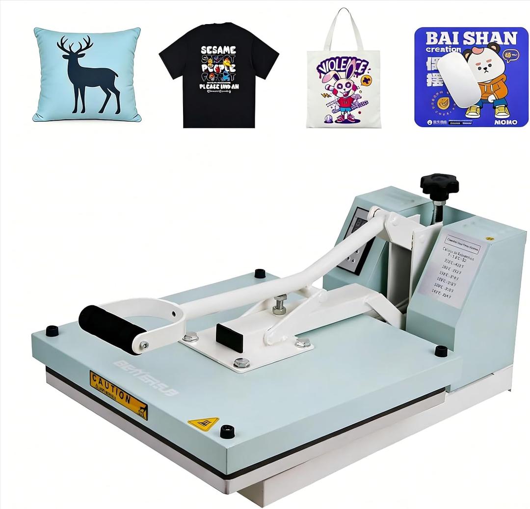 BetterSub 15x15 Heat Press Machine for T-Shirts, Industrial Sublimation & Heat Transfer Digital LCD Control, Teflon Coated Surface, Clamshell Design, Safe Durable (Teal)