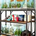 METYERRY 40 Gallon Fish Tank Stand with Power Outlets, Aquarium Stand with Adjustable 2-Tier Storage Shelf, Terrarium Stand,Heavy Duty Reptile Tank Stand for Home Office,Rustic Brown