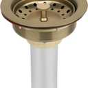 Uni-Green Champagne Bronze Kitchen Sink Drain for Standard 3-1/2 inch Drain - Fit 1-1/2 inch Pipe - Kitchen Sink Drain Strainer Stainless Steel Basket with Knob - Rubber Stopper Bottom