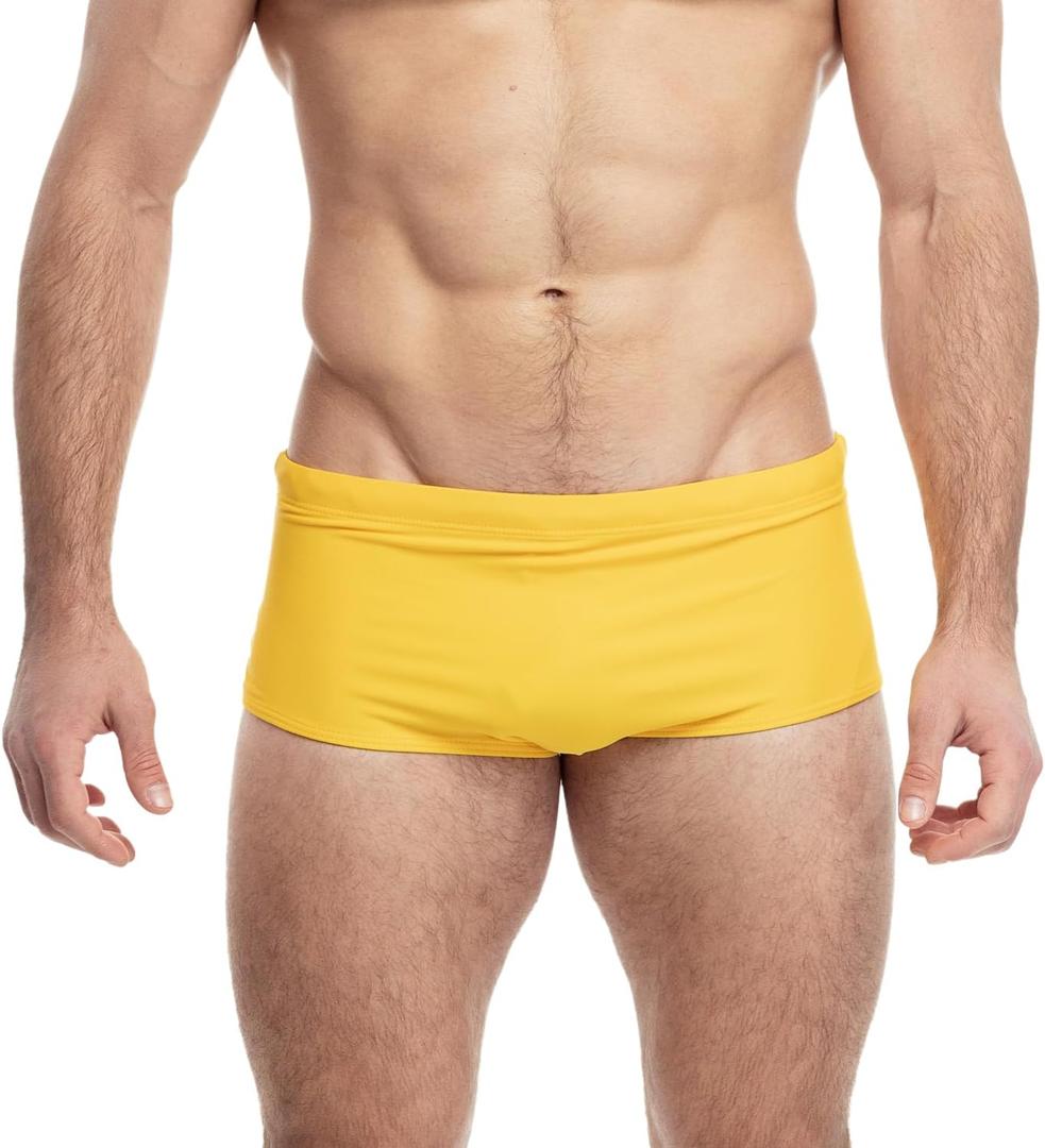 Taddlee Men's Swimwear Sexy Swim Briefs Bikini Board Surf Shorts Boxer Swimsuits (Yellow, XL)