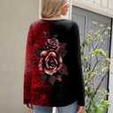 Zeagoo Long Sleeve Shirts for Women Fall V Neck Tops Casual Dressy Blouse Boho Tunic Business Work Clothes School Outfit (XXXL)