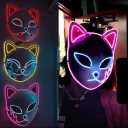 CAFELE 3Pcs Demon Led Slayers Fox Mask Halloween Mask Japanese Anime Cosplay Glowing Masks for Masquerade Festival Party
