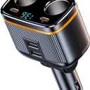 12V/24V 2-Socket 6 in 1 Cigarette Lighter Splitter with Voltage Detection, Alanph 145W Car Charger Adapter Dual USB QC3.0 &Type-C PD45W Fast Charging (6-Port)