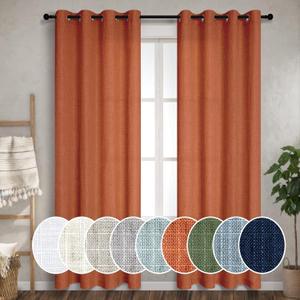 Pitalk Burnt Orange Curtains 96 Inches Long for Living Room 2 Panels Grommet Energy Efficient Drapes Lightweight Sheer Linen Terracotta Colored Curtains for Kids Bedroom Toddler Red Orange 8 FT 52x96 (52"W x 96"L (Pack of 2))