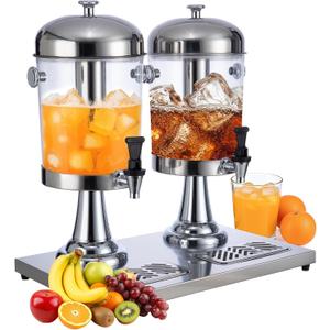 4.23 Gallon Hot and Cold Beverage Dispenser with Stand, Stainless Steel Drink Dispenser with Drip Tray for Party, Bar, Coffee, Lemonade – 2/4/6 Gallon,Gold & Silver (4 GALLON (16L), SILVER)